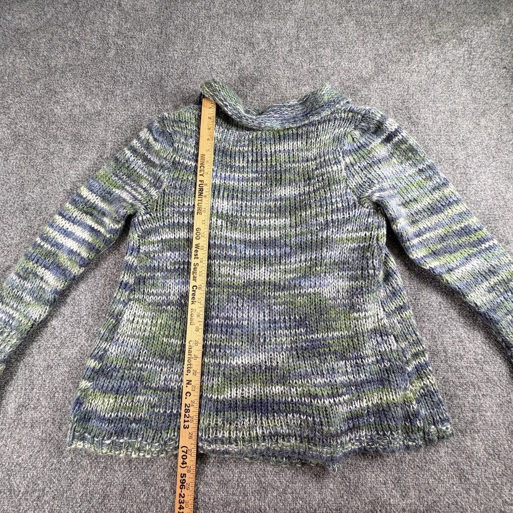 Olivia Sky Cardigan Women L‎ Blue Green Boho Open Front Cozy Cottagecore Chunky - Picture 9 of 13